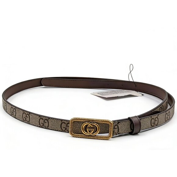 Gucci Women’s Interlocking G Buckle Thin Belt Beige Ebony110cm 751556 main image 7